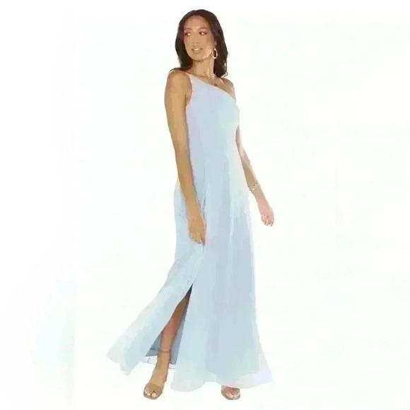 Show Me Your MuMu Dresses & Skirts - Show Me Your MuMu Shannon One Shoulder Dress in Steel Blue Chiffon - Size XXL
